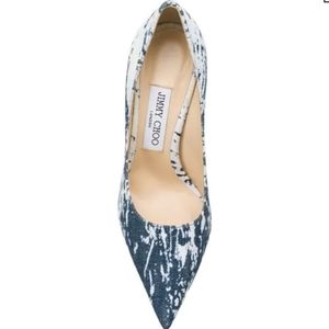 JIMMY CHOO Love Bleached Denim Heels